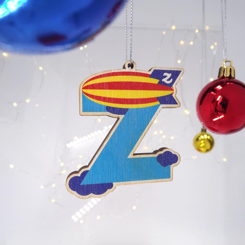 typographic laser cut plywood letter z christmas tree decoration