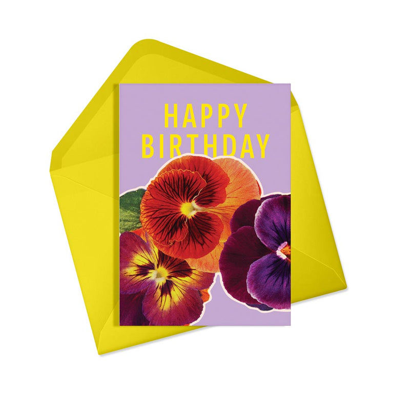 Happy birthday pansies card