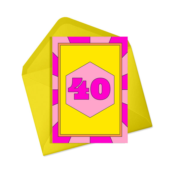 Forty neon birthday card