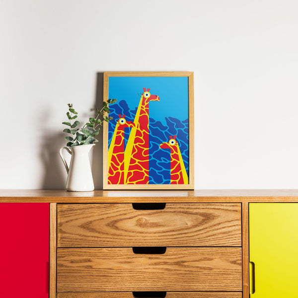 Alphablots A3 giraffe print with furniture
