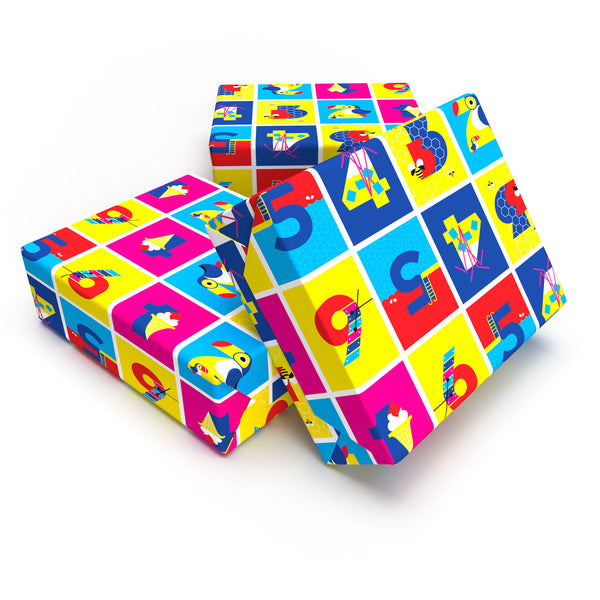 numbers gift wrap pack of 3