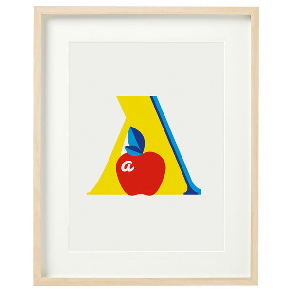 Alphablots art print of alphabet, letter a for apple