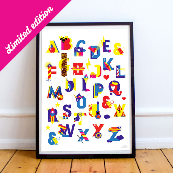 alphablots full alphabet screenprinted poster