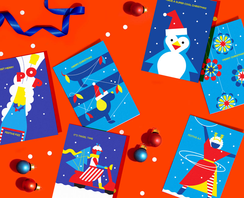 festive fun colourful christmas greetings cards from alphablots
