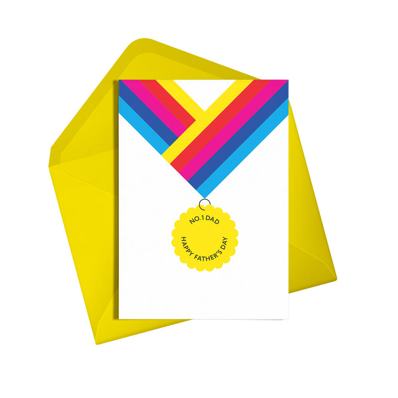 number one dad, happy father's day rainbow medal card