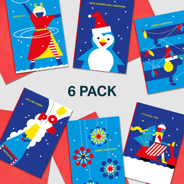 festive fun 6 pack christmas cards