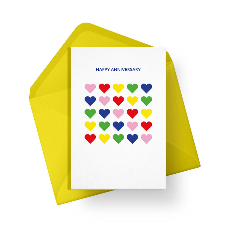 Happy anniversary rainbow hearts card