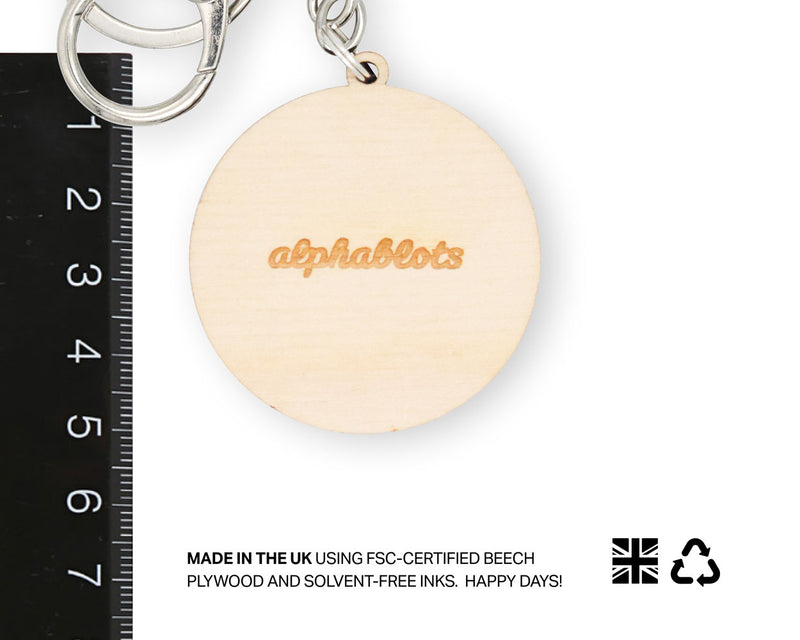 disco ball keyring laser cut from sustainable plywood