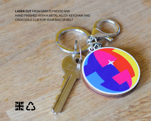 disco ball keyring with metal keychain and belt clip