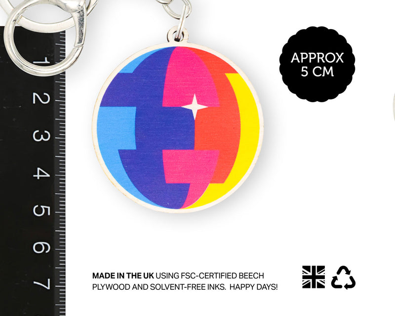 disco ball keyring made in the UK using eco inks