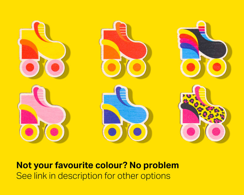 full range of colourful roller skate pin badges to choose from