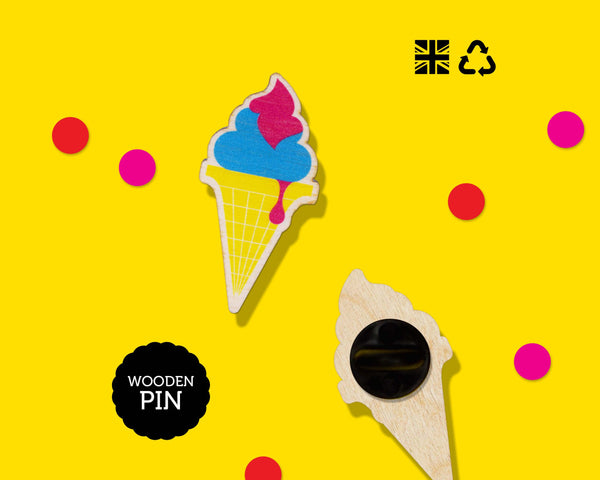 ice cream pin badges -with rubber clasps