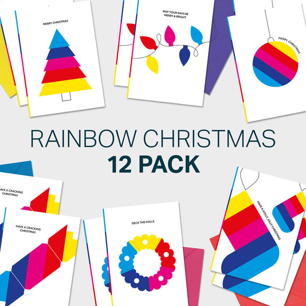 rainbow christmas twelve pack cards