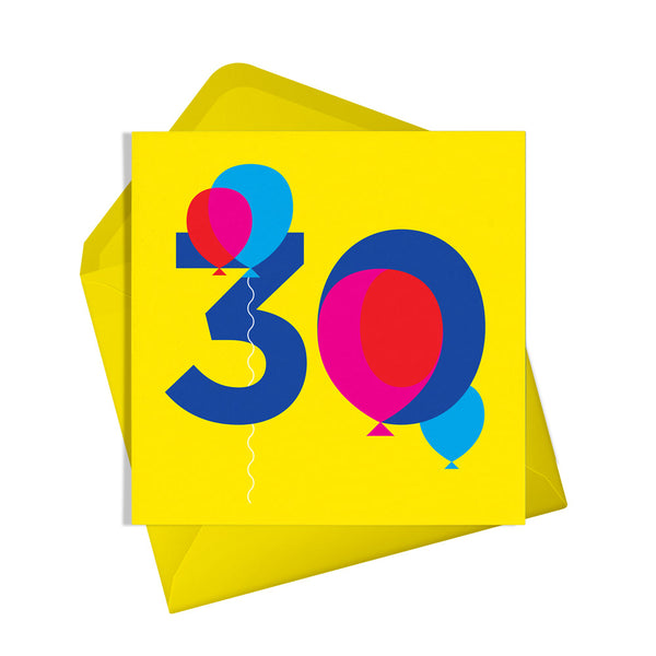 30th birthday card. Sustainable greetings card, plastic free, made in the UK. £2.75