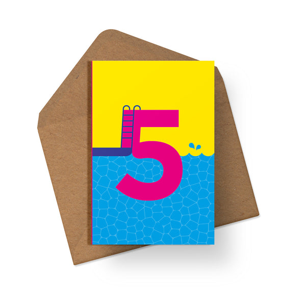 5th birthday pack of 6 cards. Gender neutral kids birthday card from Alphablots. £8.99, made in the UK.