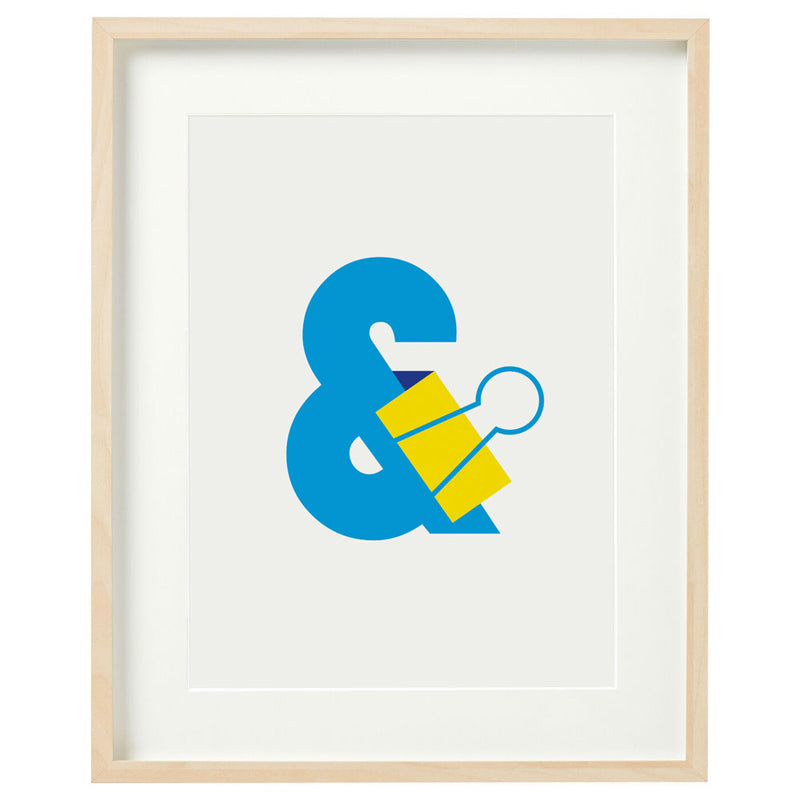 Alphablots A3 blue ampersand art print