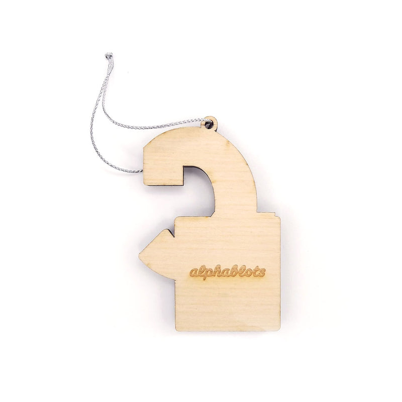 cutout back typographic laser cut plywood letter c christmas tree decoration