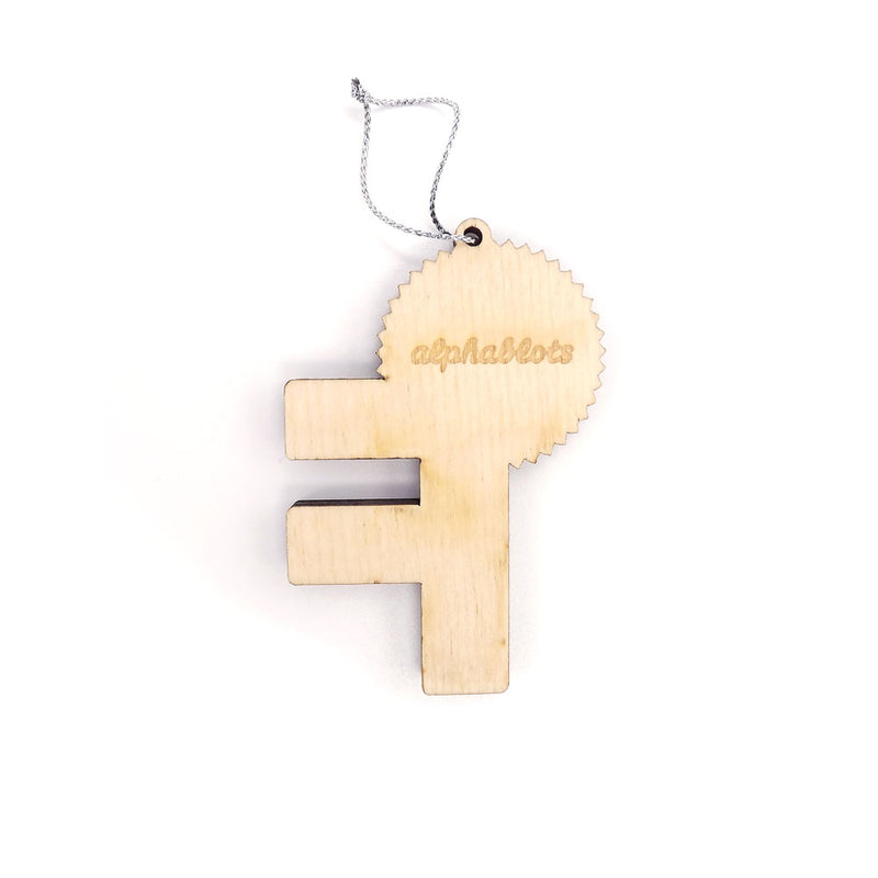 cutout typographic laser cut plywood letter f christmas tree decoration