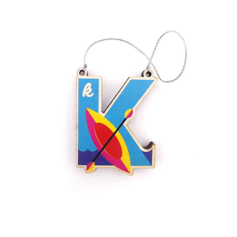 cutout typographic laser cut plywood letter k christmas tree decoration