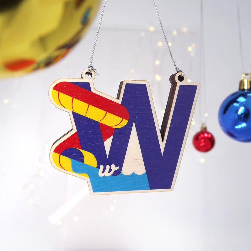 typographic laser cut plywood letter w christmas tree decoration
