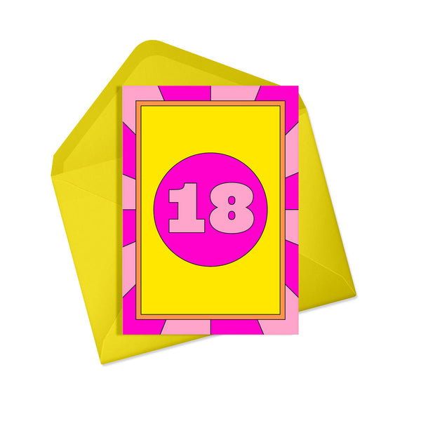 Eighteen neon birthday card
