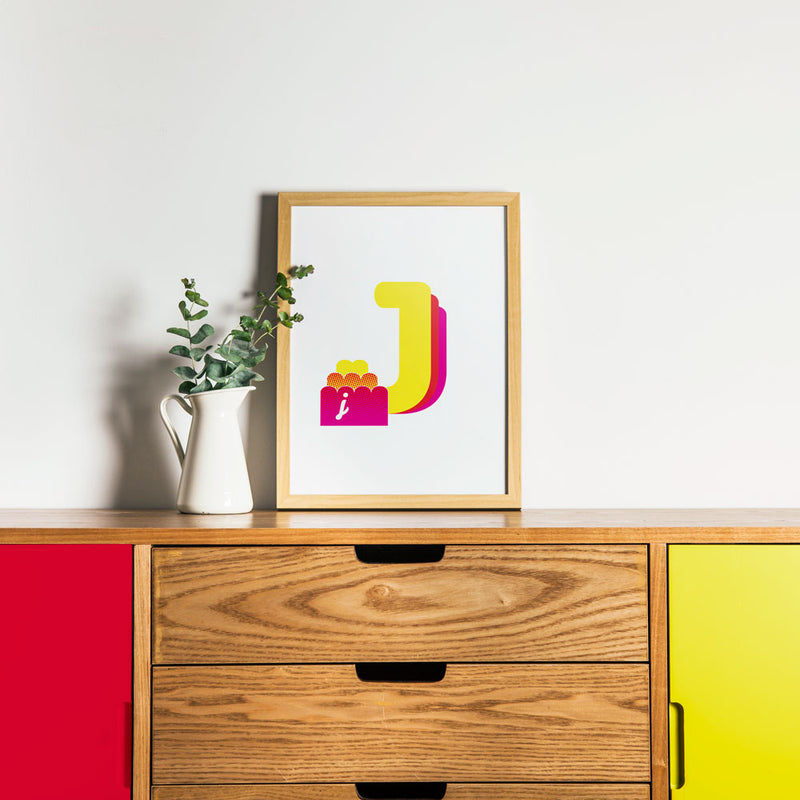 Alphablots art print of alphabet, letter j for jelly