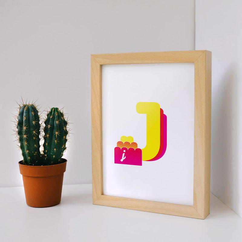 Alphablots art print of alphabet, letter j for jelly