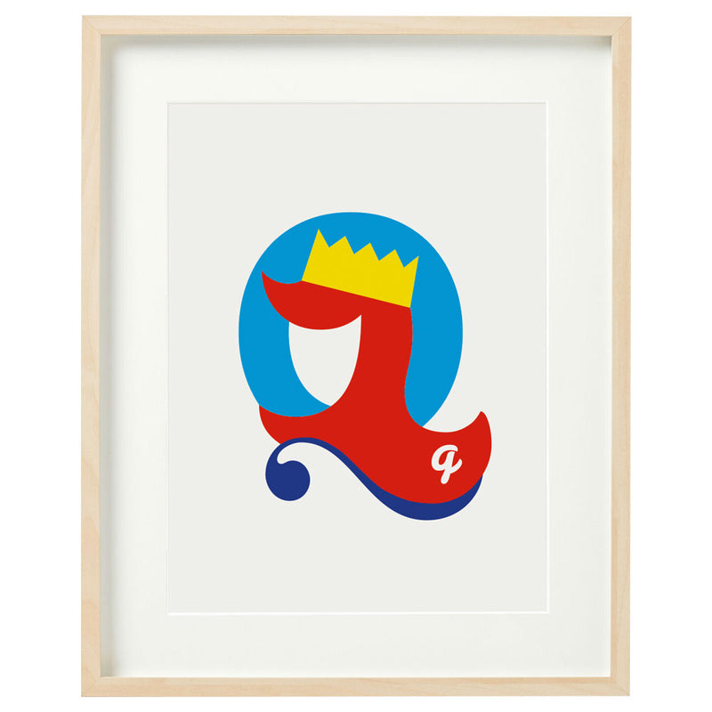 Alphablots art print of alphabet, letter q for queen