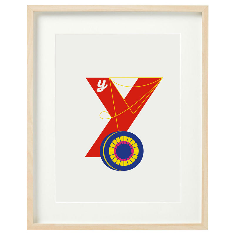 Alphablots A3 alphabet art print letter y for yoyo