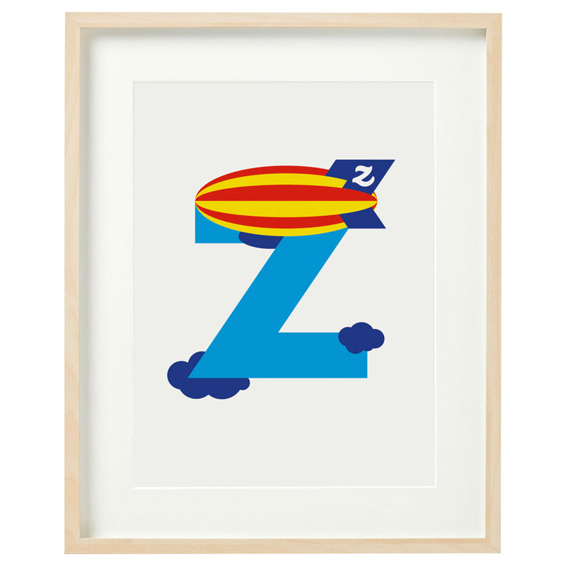 Alphablots A3 alphabet art print letter z for zeppelin